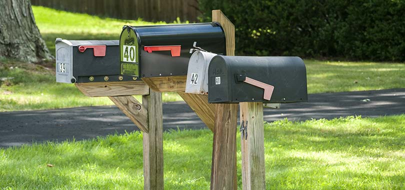 mailboxes in a row